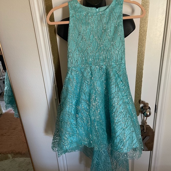 Girl’s Blue Shimmer Dress with Mermaid style bottom - Picture 1 of 3